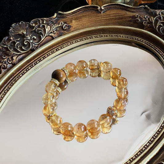 9-10mm Citrine/Yellow Tigerite Crystal Bracelet