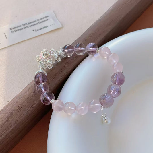 10-11mm Clear Quartz/Rose Quartz/Amethyst Crystal Bracelet