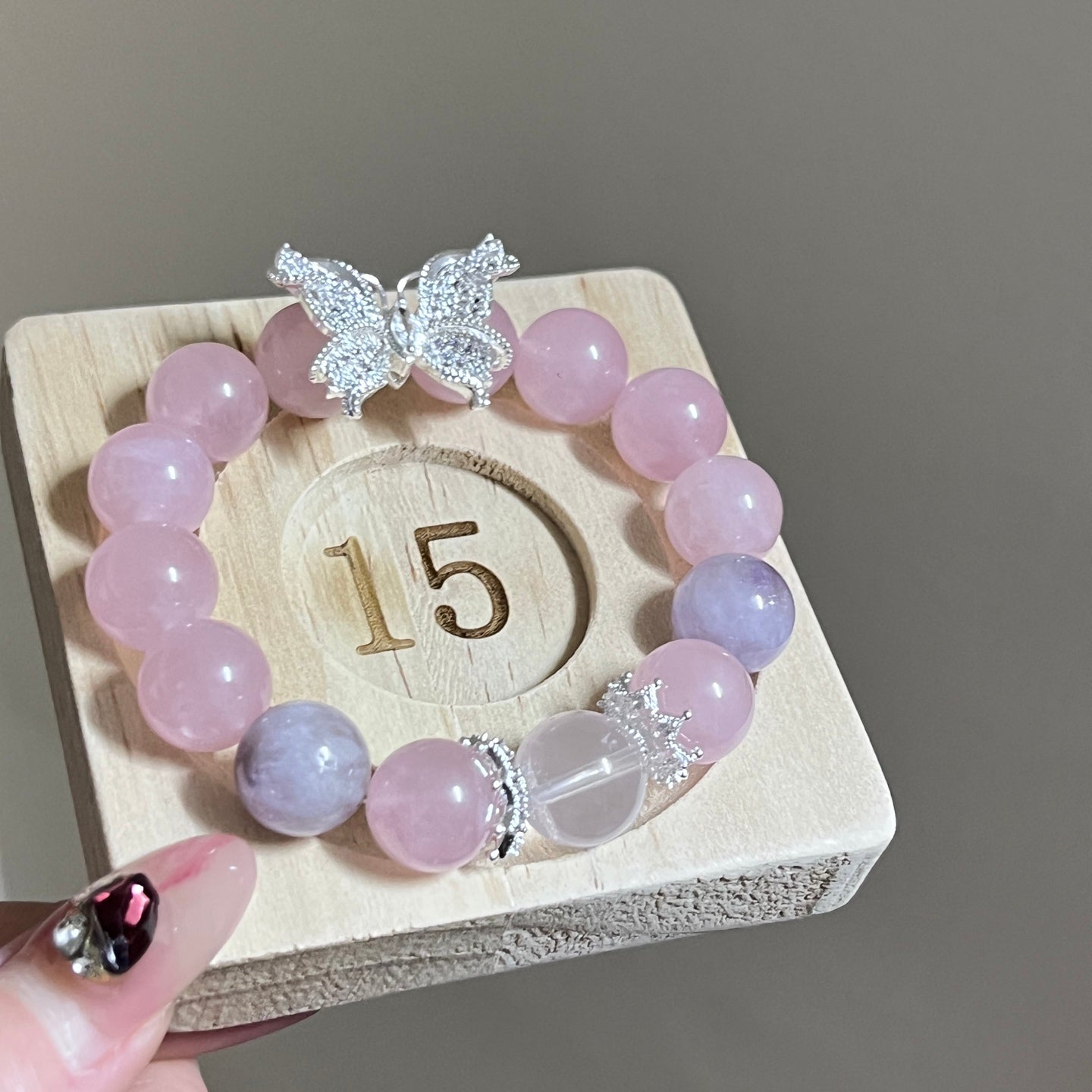 12mm Rose Quartz/Amethyst Crystal Bracelet