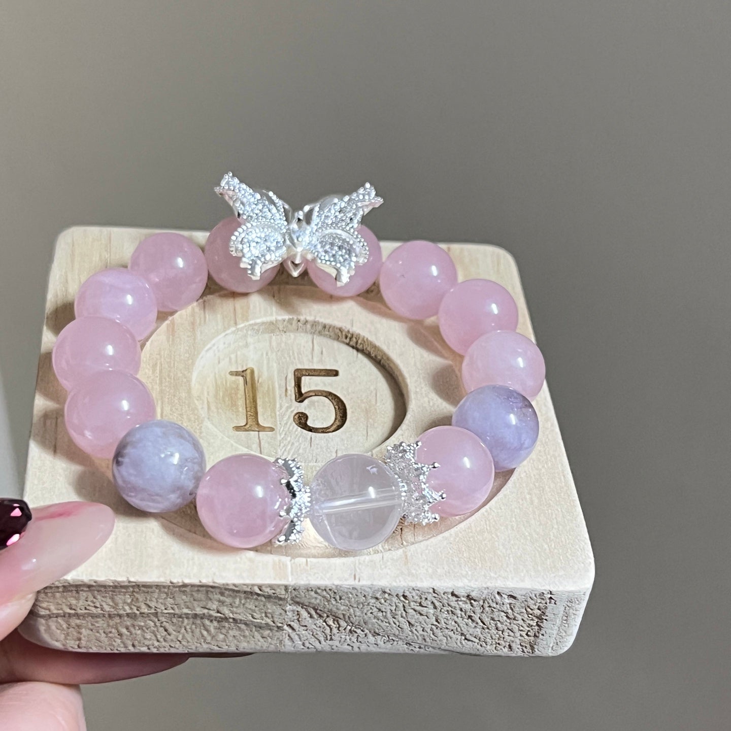 12mm Rose Quartz/Amethyst Crystal Bracelet