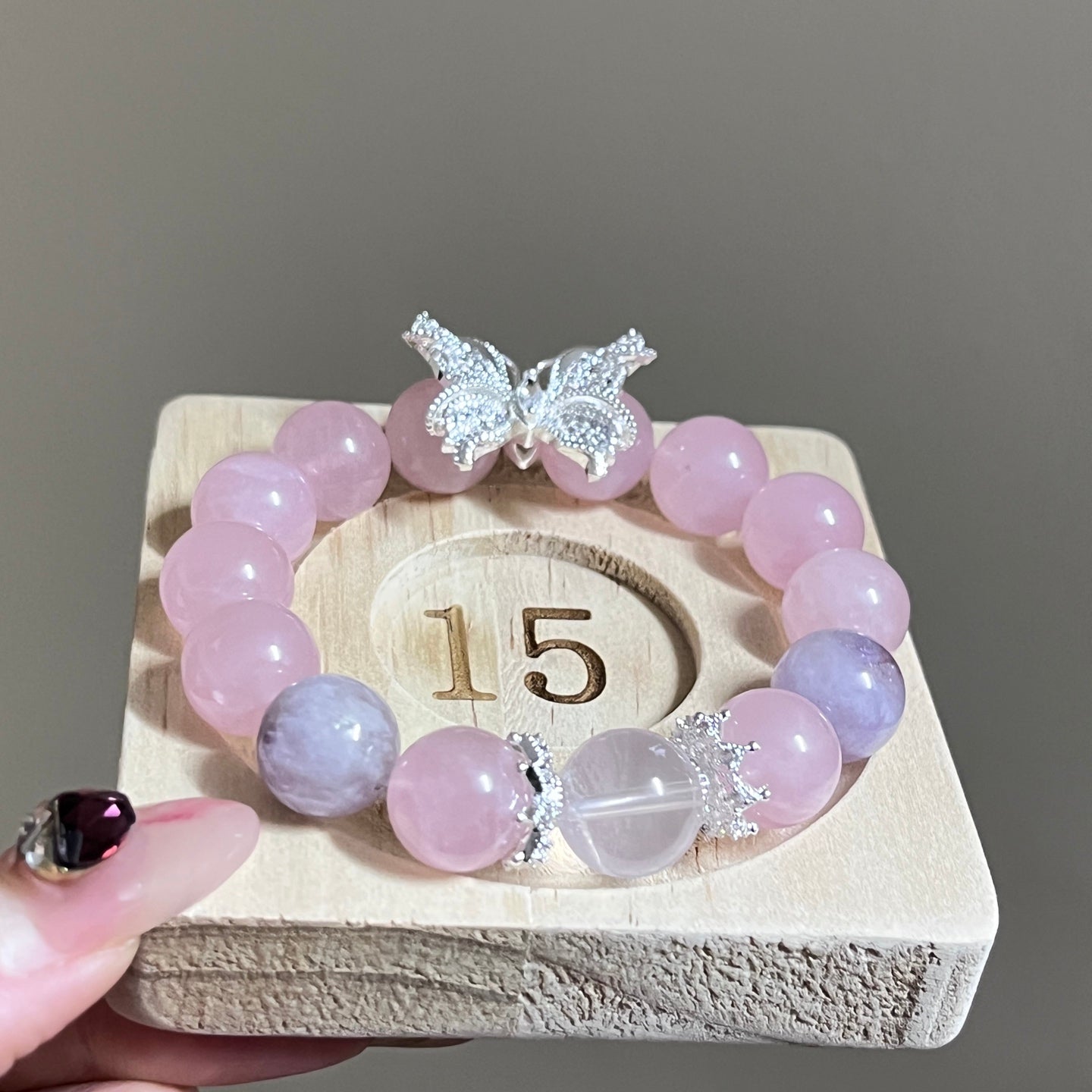 12mm Rose Quartz/Amethyst Crystal Bracelet