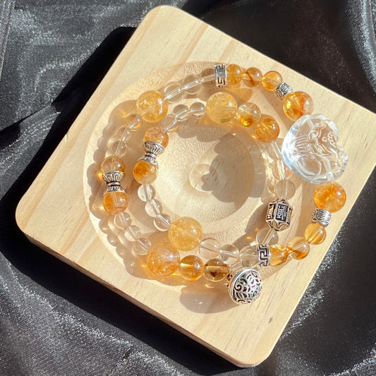 5-11mm Clear Quartz/Citrine Crystal Bracelet