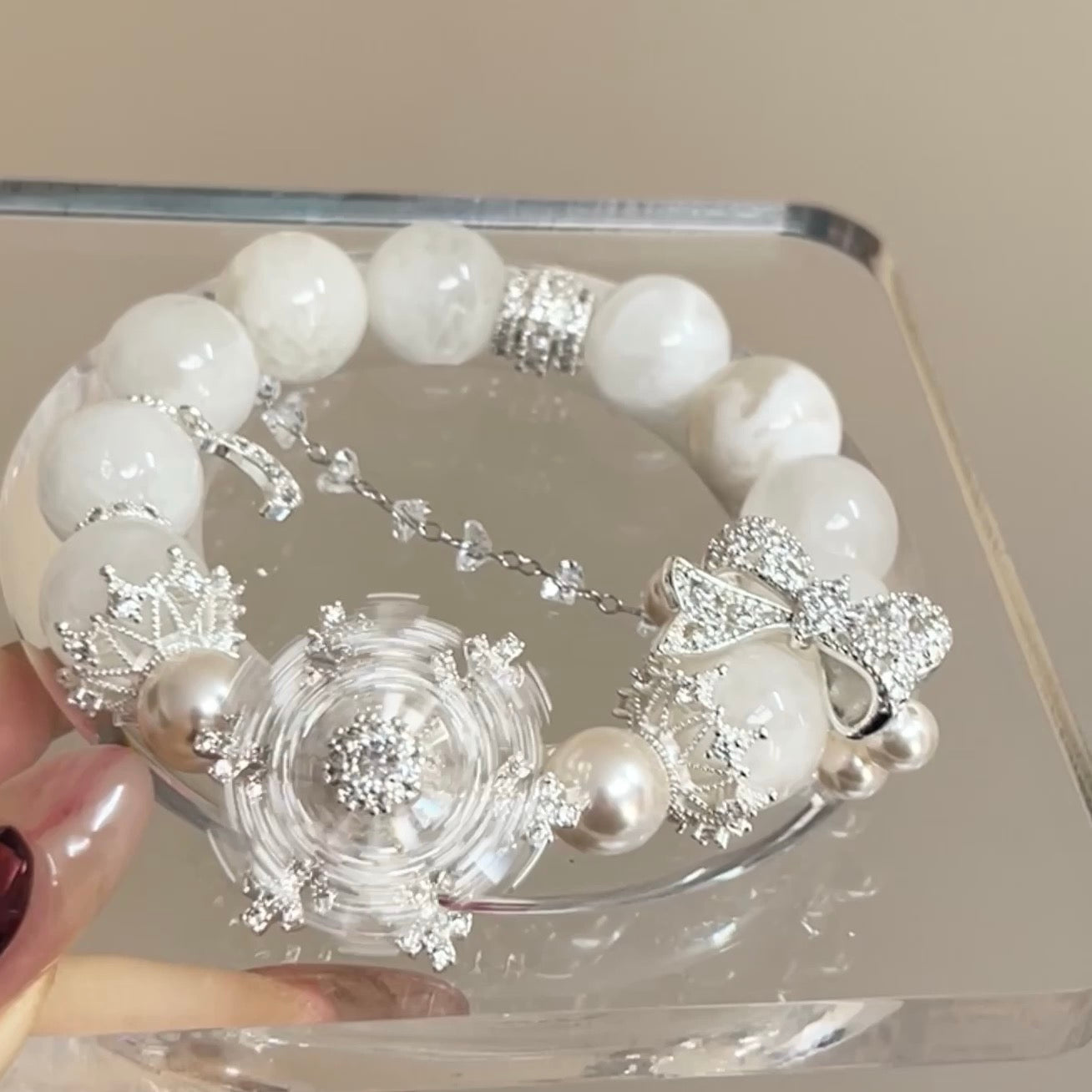 12-13mm Snowflake Phantom Quartz Crystal Bracelet