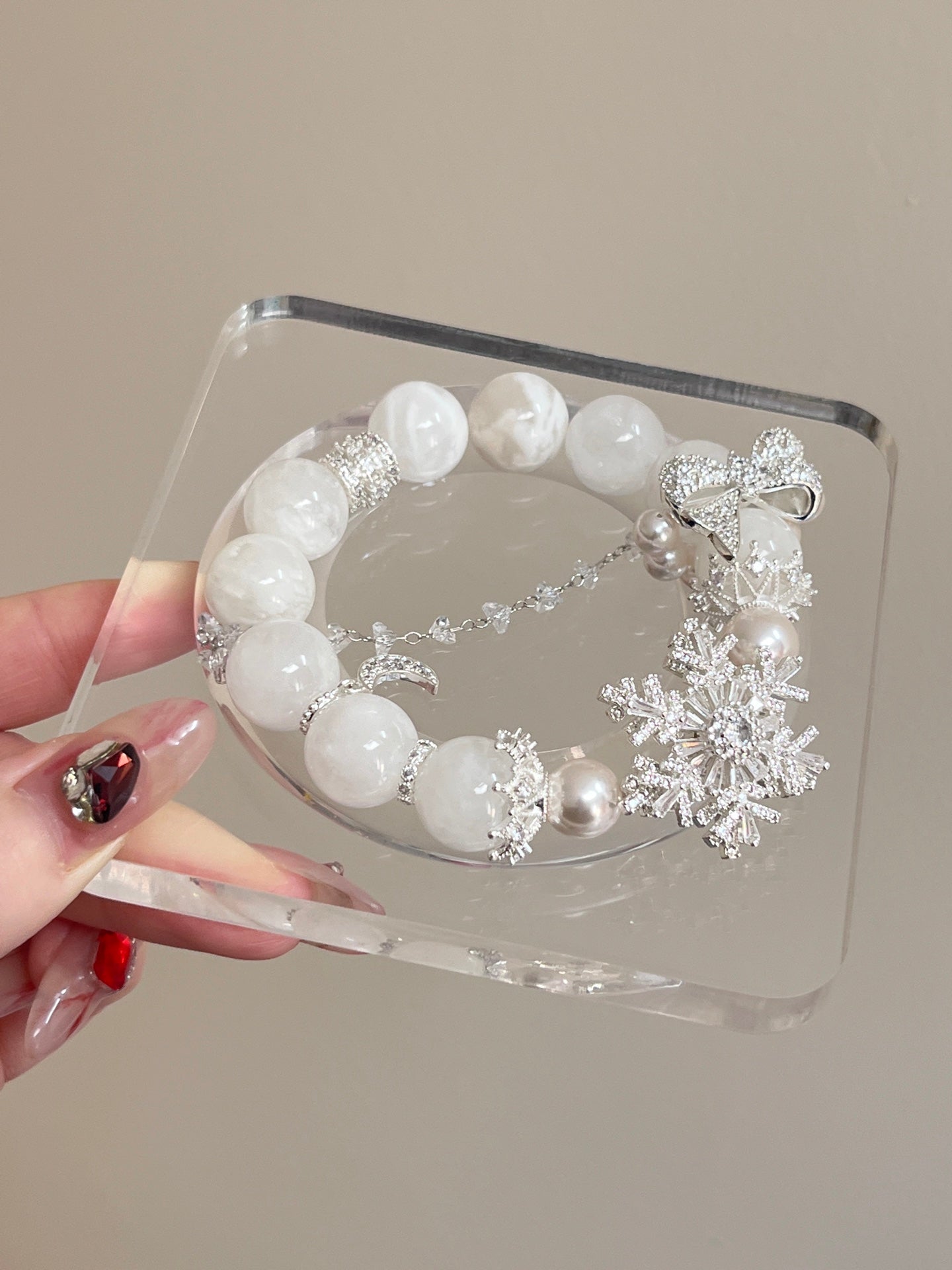 12-13mm Snowflake Phantom Quartz Crystal Bracelet