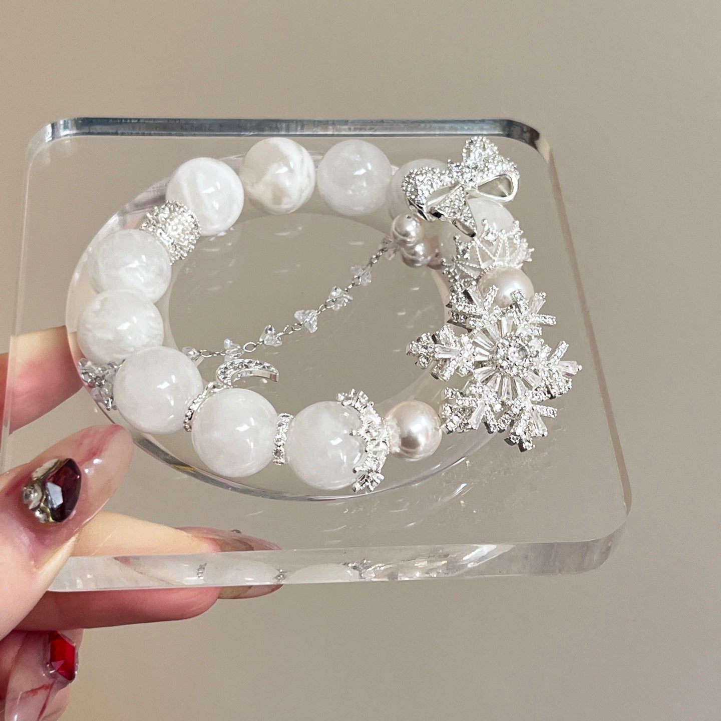 12-13mm Snowflake Phantom Quartz Crystal Bracelet