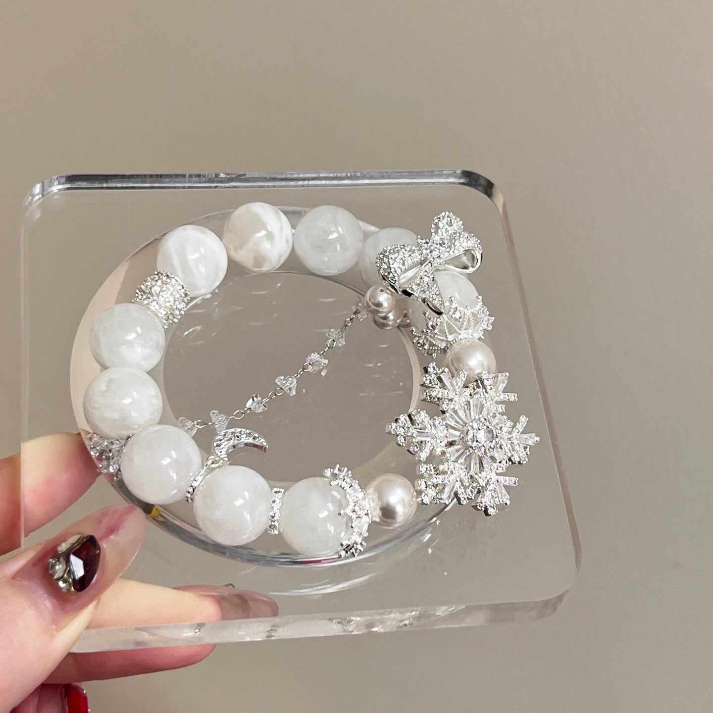 12-13mm Snowflake Phantom Quartz Crystal Bracelet