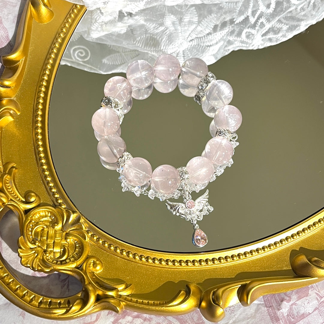 14mm Rose Quartz Crystal Bracelet