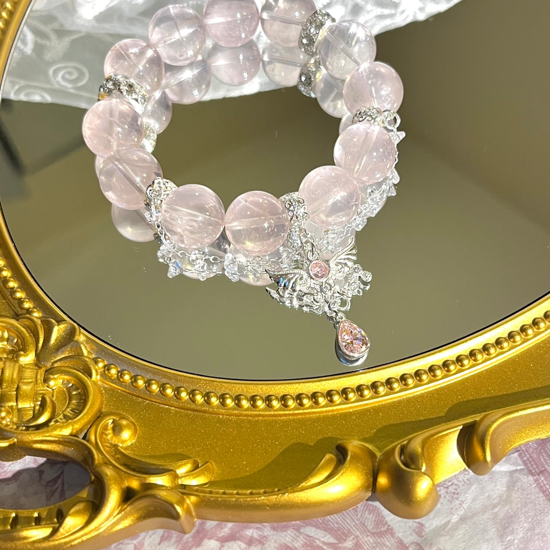 14mm Rose Quartz Crystal Bracelet