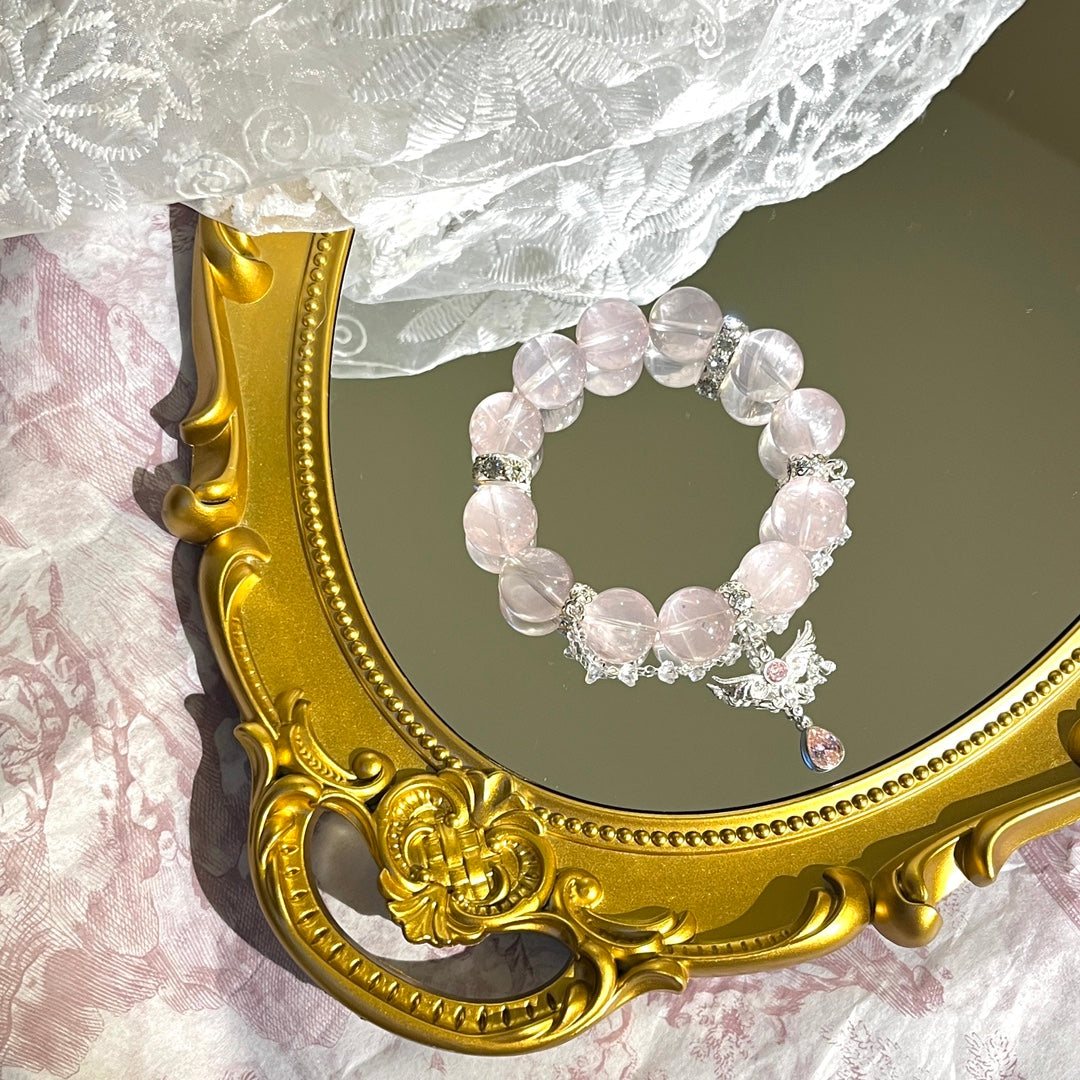 14mm Rose Quartz Crystal Bracelet