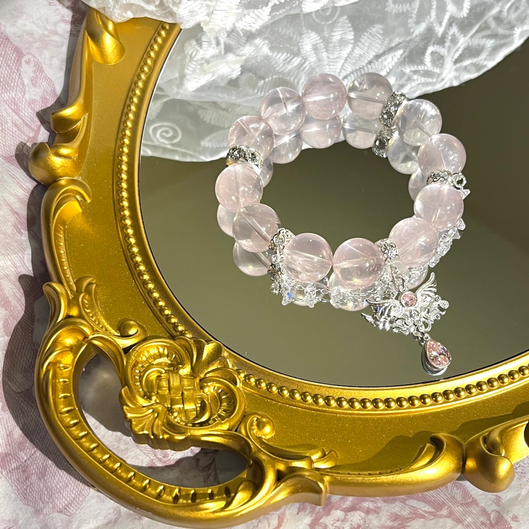 14mm Rose Quartz Crystal Bracelet