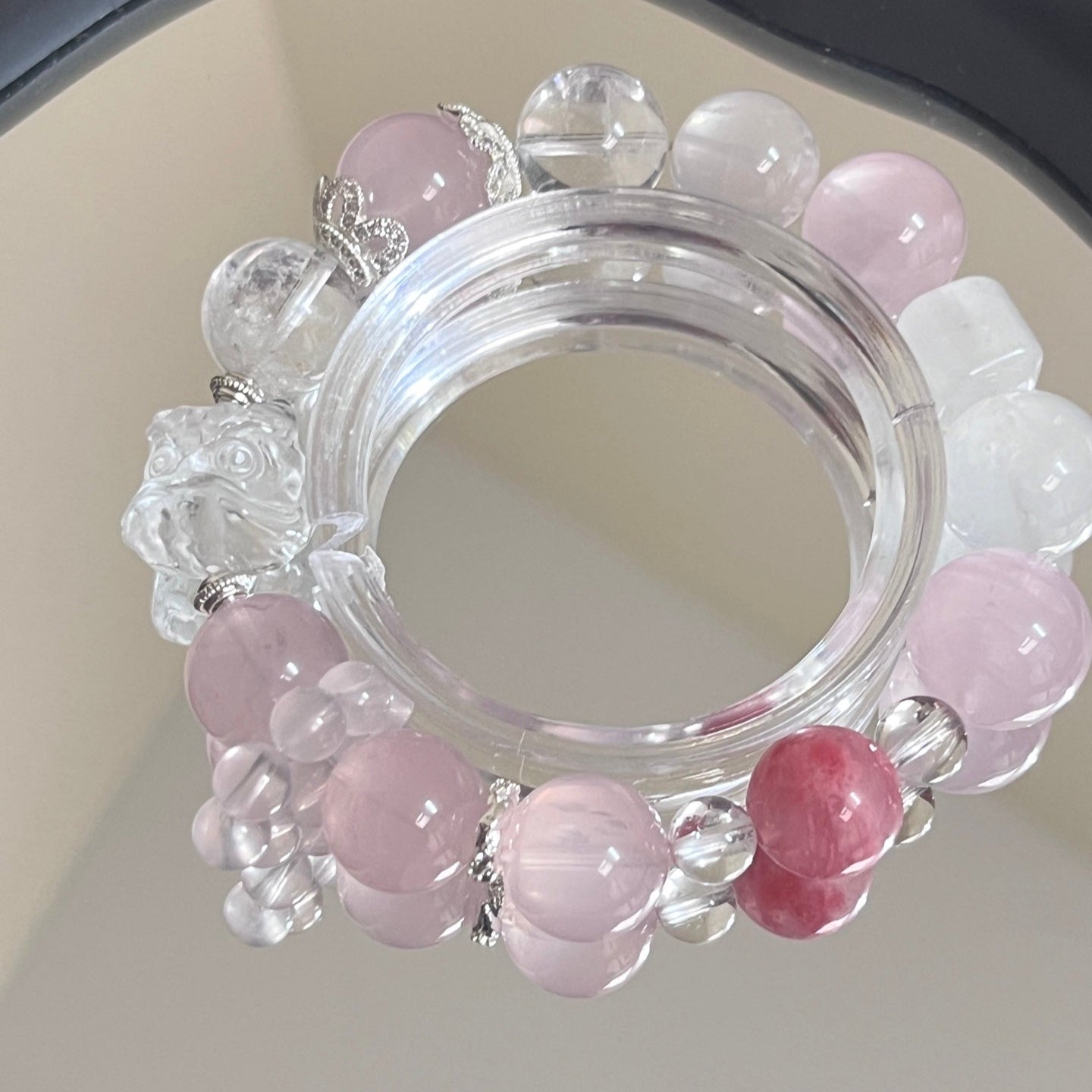 12mm Rose Quartz/Phantom Quartz Crystal Bracelet